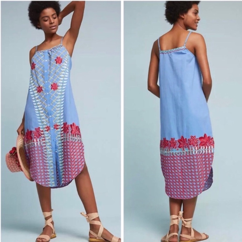 Anthropologie Lilka Estina Embroidered Midi Dress